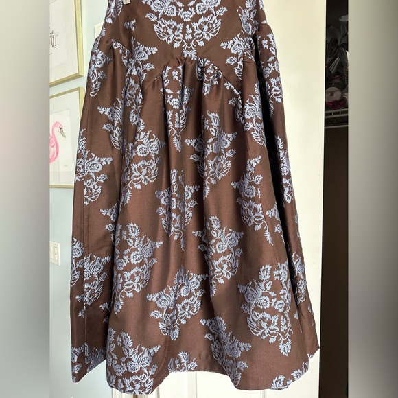 Anthropologie Dresses & Skirts - Anthropologie Brown A-Line Skirt with Lavender Floral Design